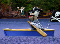 Pirate Cove: Eddie Snickerbucket rows as Lisa and Mrs. Snickerbucket
